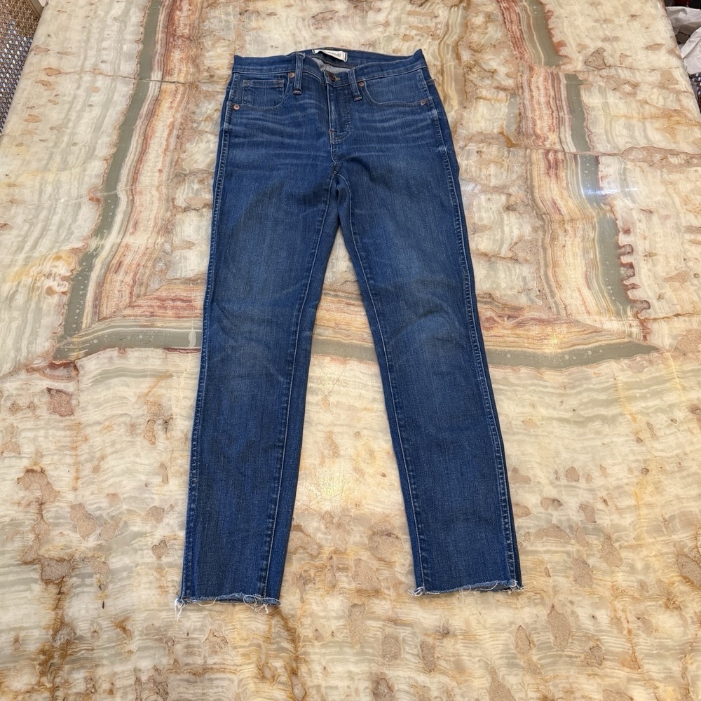 Madewell 9" High Rise Skinny Jeans‎ Womens 25 Blue Raw Hem Stretch Denim